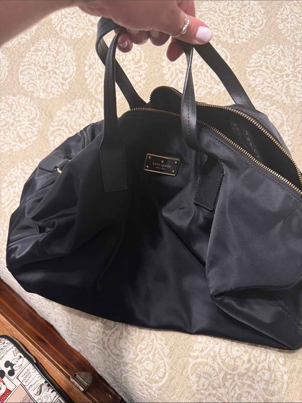 kate spade Black Nylon Duffel Bag with Gold Hardware